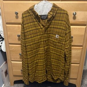 Carhartt Men's yellow Plaid Button Down Shirt size medium
